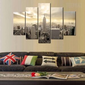 New York Empire State Building - Nature 5 Panel Canvas Art Wall Decor