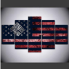 New York Giants American Flag - Abstract 5 Panel Canvas Art Wall Decor