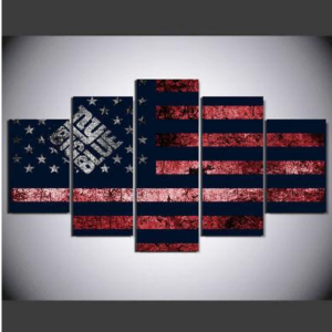 New York Giants American Flag - Abstract 5 Panel Canvas Art Wall Decor
