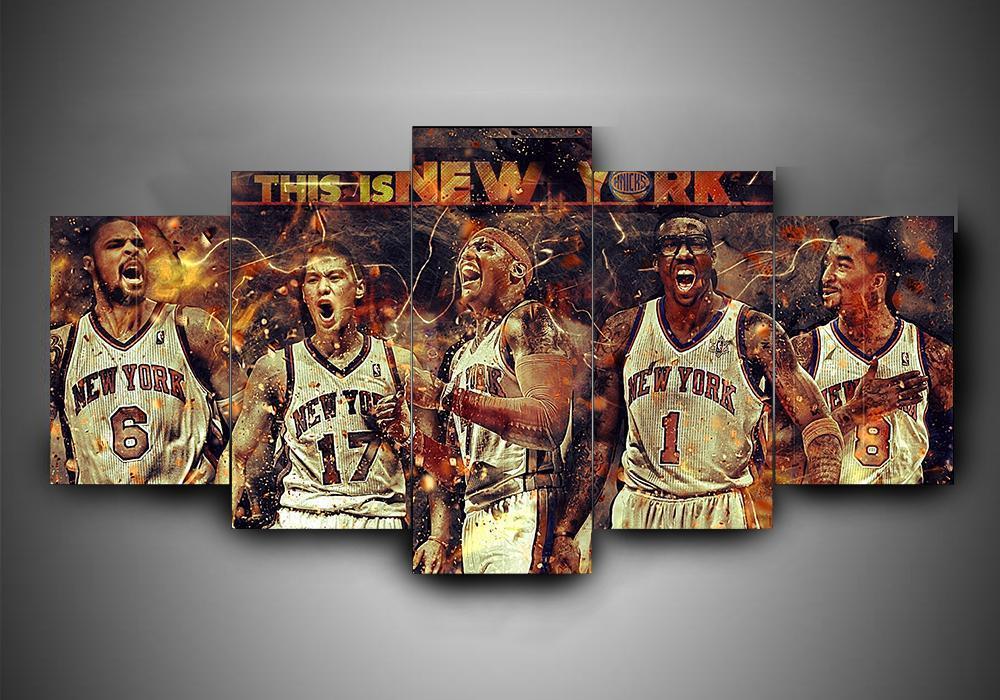New York Knicks 1 - Sport 5 Panel Canvas Art Wall Decor New York Knicks 1 - Sport 5 Panel Canvas Art Wall Decor