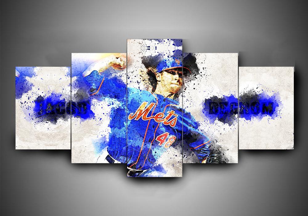 New York Mets 3 - Sport 5 Panel Canvas Art Wall Decor New York Mets 3 - Sport 5 Panel Canvas Art Wall Decor