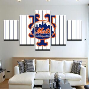 New York Mets 4 - Sport 5 Panel Canvas Art Wall Decor