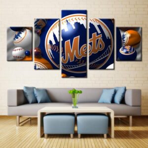 New York Mets Sports Team Baseball - Sport 5 Panel Canvas Art Wall Decor