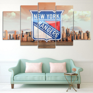 New York Rangers 4 Hockey - Sport 5 Panel Canvas Art Wall Decor