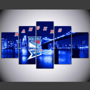 New York Rangers 7 Hockey - Sport 5 Panel Canvas Art Wall Decor
