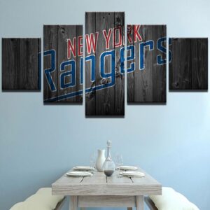 New York Rangers Ice Hockey Nhl Wood - Sport 5 Panel Canvas Art Wall Decor
