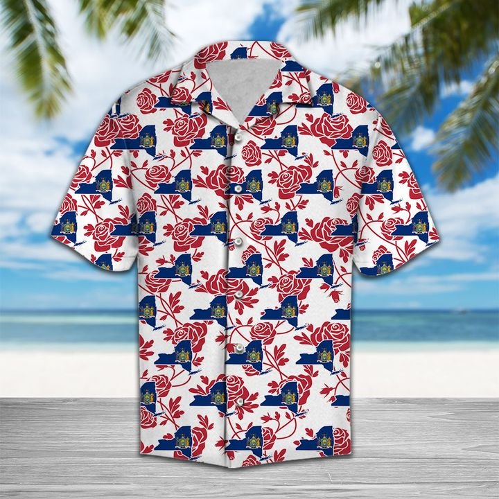 New York Rose Hawaiian Shirt Summer Button Up New York Rose Hawaiian Shirt Summer Button Up