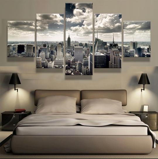 New York Skyline - Nature 5 Panel Canvas Art Wall Decor New York Skyline - Nature 5 Panel Canvas Art Wall Decor