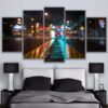 New York Street Night - Nature 5 Panel Canvas Art Wall Decor
