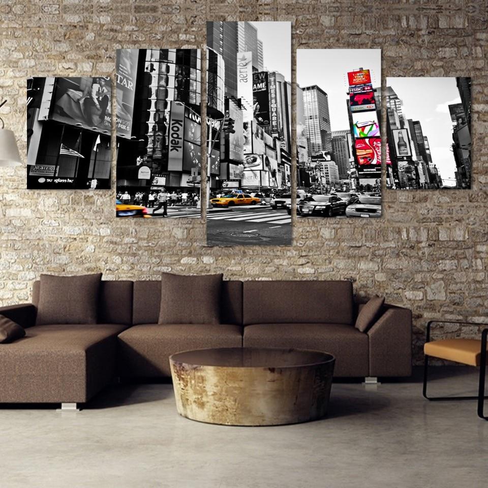 New York Times Square Cityscape - Nature 5 Panel Canvas Art Wall Decor New York Times Square Cityscape - Nature 5 Panel Canvas Art Wall Decor