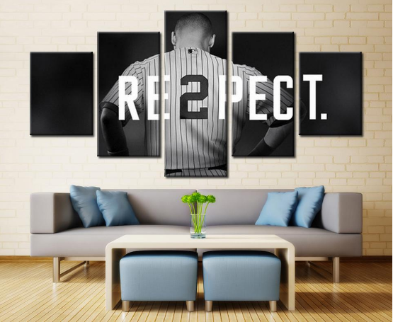 New York Yankees Captain Baseball - 5 Panel Canvas Art Wall Decor New York Yankees Captain Baseball - 5 Panel Canvas Art Wall Decor