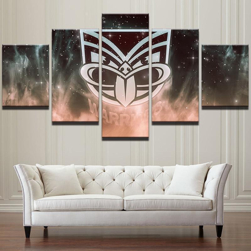 New Zealand Warriors NRL Football - 5 Panel Canvas Art Wall Decor New Zealand Warriors NRL Football - 5 Panel Canvas Art Wall Decor