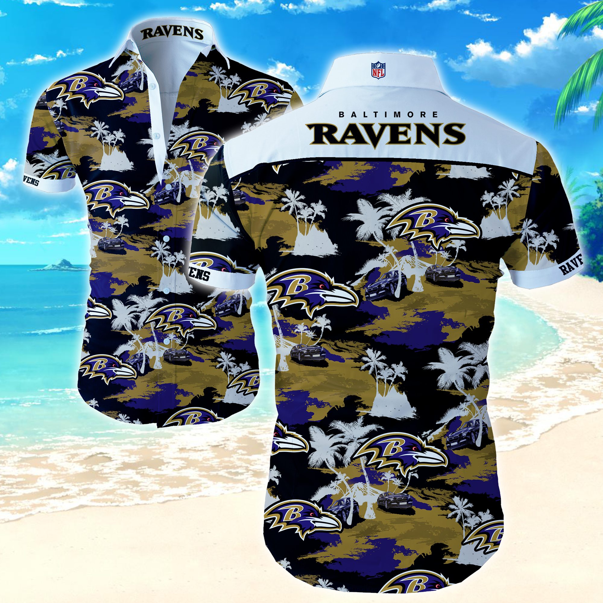 Nfl Baltimore Ravens Hawaiian Shirt Summer Button Up Nfl Baltimore Ravens Hawaiian Shirt Summer Button Up