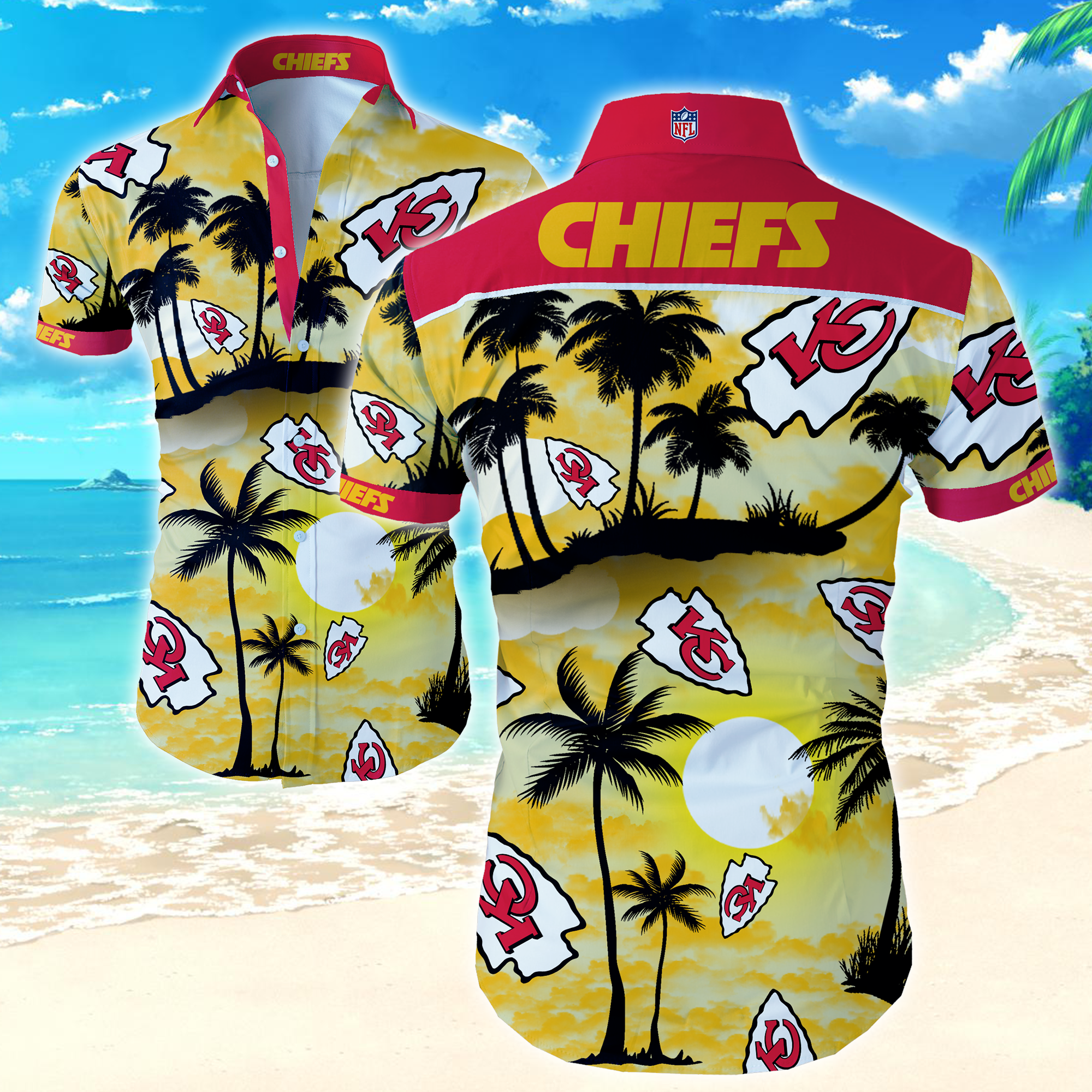 Nfl Kansas City Chiefs Hawaiian Shirt Summer Button Up Nfl Kansas City Chiefs Hawaiian Shirt Summer Button Up