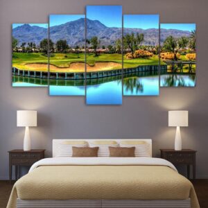 Nice Golf Course By Mountain Golf - Nature 5 Panel Canvas Art Wall Decor