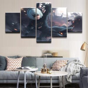 NieR Automata Battle Poster 2 - Gaming 5 Panel Canvas Art Wall Decor