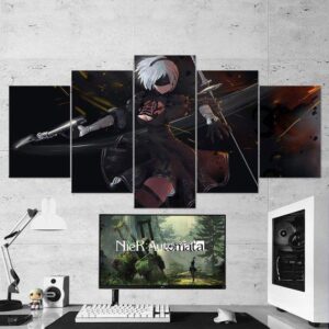 Nier Automata Yorha 2B 05 - Gaming 5 Panel Canvas Art Wall Decor