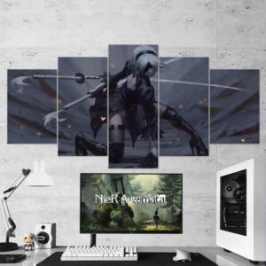 Nier Automata Yorha 2B Katana 03 - Gaming 5 Panel Canvas Art Wall Decor