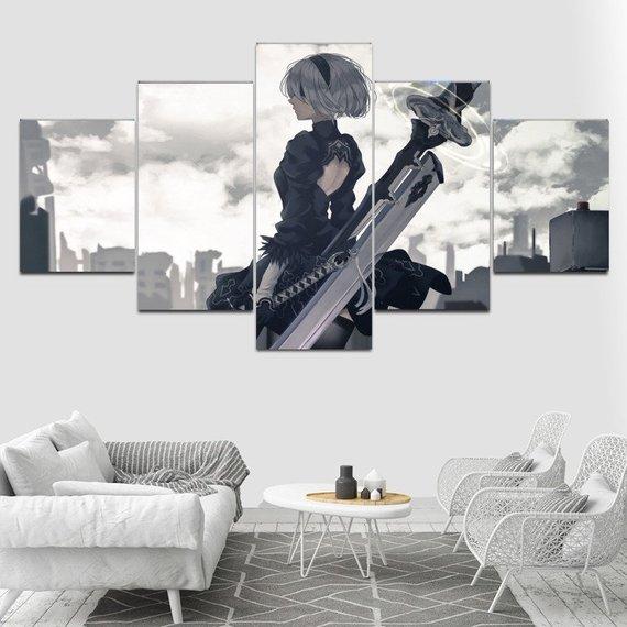 Nier Automata - Anime 5 Panel Canvas Art Wall Decor Nier Automata - Anime 5 Panel Canvas Art Wall Decor
