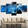 Night Animal Wolf - Animal 5 Panel Canvas Art Wall Decor