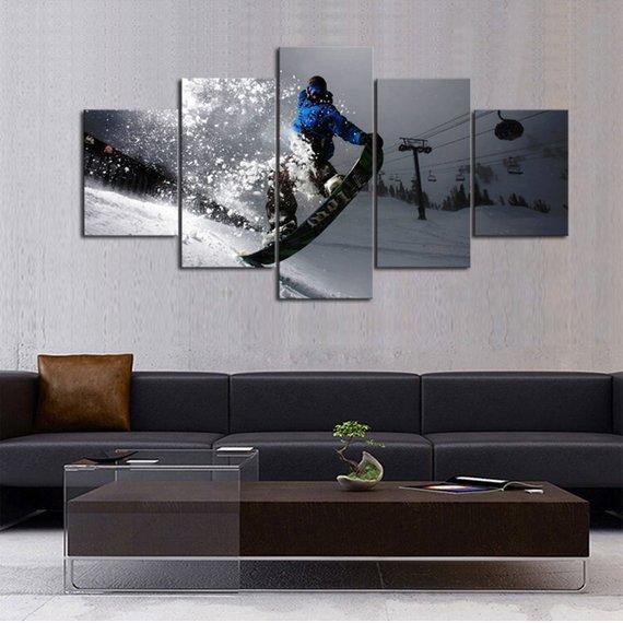 Night Slope - Sport 5 Panel Canvas Art Wall Decor Night Slope - Sport 5 Panel Canvas Art Wall Decor