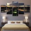 Night View Of Beach Bridge - Nature 5 Panel Canvas Art Wall Decor