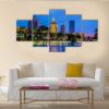 Night View Of Qingjiang Pu Building In Huaian - Nature 5 Panel Canvas Art Wall Decor