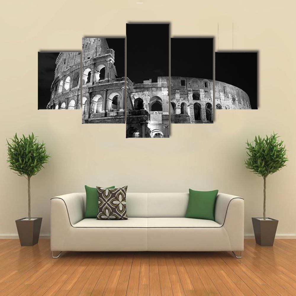 Night View Of The Colosseum In Rome - Nature 5 Panel Canvas Art Wall Decor Night View Of The Colosseum In Rome - Nature 5 Panel Canvas Art Wall Decor