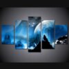 Night howl Planet - Animal 5 Panel Canvas Art Wall Decor