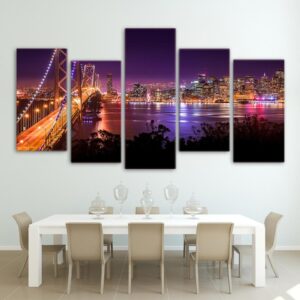 Night market scene lighting - Nature 5 Panel Canvas Art Wall Decor