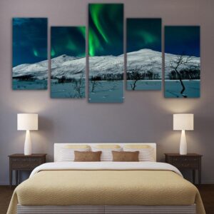 Night scene mountain - Nature 5 Panel Canvas Art Wall Decor