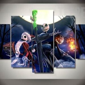 Nightmare Before Christmas: Halloween - Cartoon 5 Panel Canvas Art Wall Decor