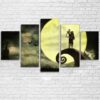 Nightmare Before Christmas Jack Skellington 1 - Cartoon 5 Panel Canvas Art Wall Decor