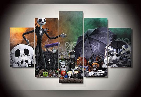 Nightmare Before Christmas Jack Skellington 12 - Movie 5 Panel Canvas Art Wall Decor Nightmare Before Christmas Jack Skellington 12 - Movie 5 Panel Canvas Art Wall Decor