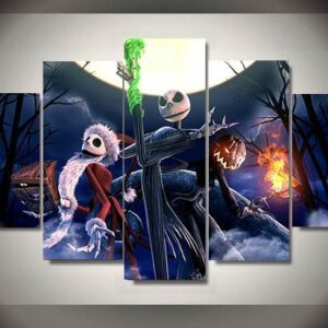 Nightmare Before Christmas Jack Skellington - Movie 5 Panel Canvas Art Wall Decor
