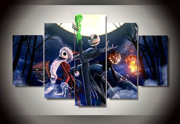 Nightmare Before Christmas Jack Skellington - Movie 5 Panel Canvas Art Wall Decor Nightmare Before Christmas Jack Skellington - Movie 5 Panel Canvas Art Wall Decor
