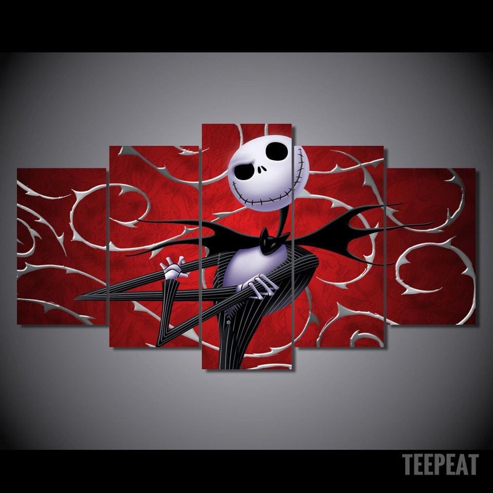 Nightmare Before Christmas: Skeleton Jack - Cartoon 5 Panel Canvas Art Wall Decor Nightmare Before Christmas: Skeleton Jack - Cartoon 5 Panel Canvas Art Wall Decor