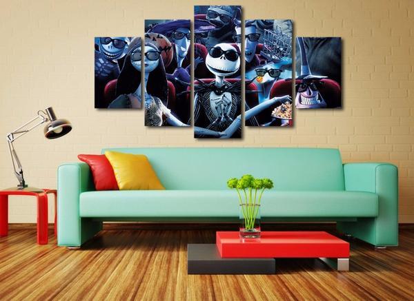 Nightmare Before Christmas - Cartoon 5 Panel Canvas Art Wall Decor Nightmare Before Christmas - Cartoon 5 Panel Canvas Art Wall Decor