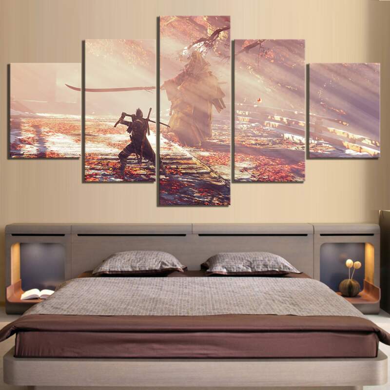 Ninja Wolf Sekiro Shadows Die Twice Gaming - 5 Panel Canvas Art Wall Decor Ninja Wolf Sekiro Shadows Die Twice Gaming - 5 Panel Canvas Art Wall Decor