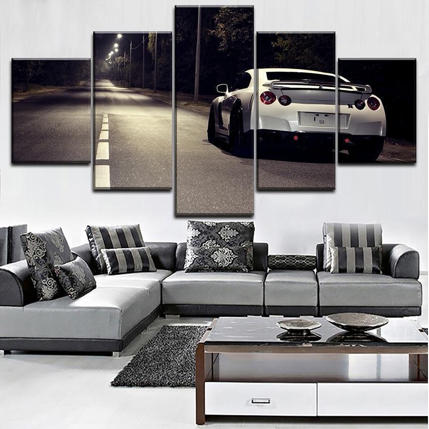 Nissan GTR Car 5 Car & Motor - 5 Panel Canvas Art Wall Decor Nissan GTR Car 5 Car & Motor - 5 Panel Canvas Art Wall Decor