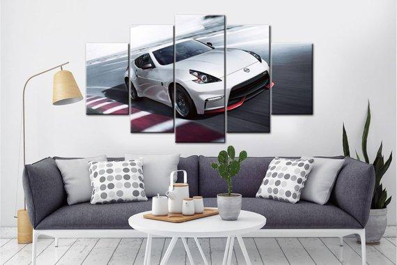 Nissan Gtr White - Automative 5 Panel Canvas Art Wall Decor Nissan Gtr White - Automative 5 Panel Canvas Art Wall Decor