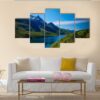 Nordfjorden And Svartisen Glacier At Meloy - Nature 5 Panel Canvas Art Wall Decor