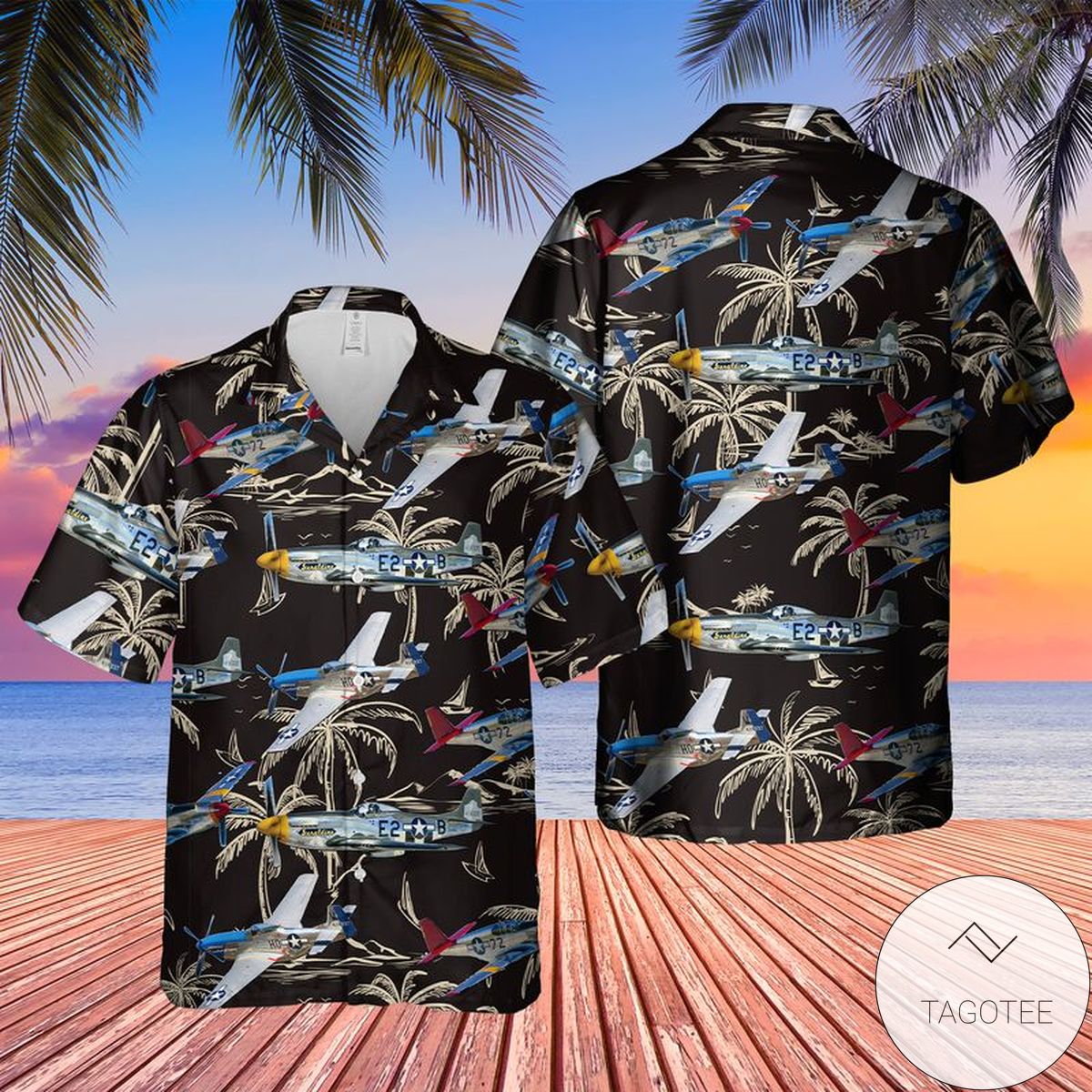 North American P-51 Mustang Hawaiian Shirt North American P-51 Mustang Hawaiian Shirt