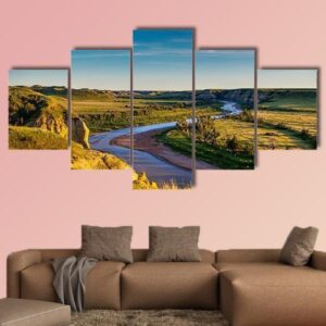 North Dakota Badlands - Nature 5 Panel Canvas Art Wall Decor
