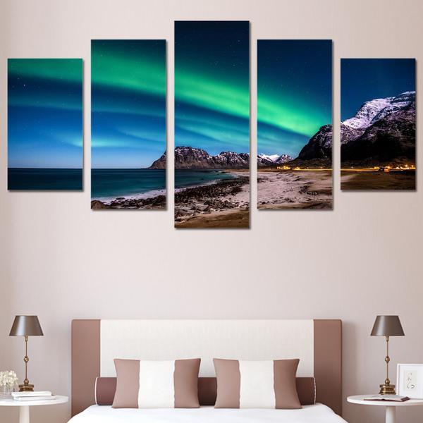 Northern Light Aurora 01 - Nature 5 Panel Canvas Art Wall Decor Northern Light Aurora 01 - Nature 5 Panel Canvas Art Wall Decor