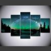 Northern Lights Aurora Borealis Space 1 - Nature 5 Panel Canvas Art Wall Decor