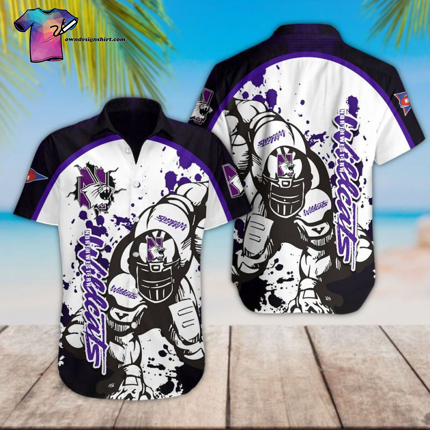 Northwestern Wildcats Football Player Hawaiian Shirt Northwestern Wildcats Football Player Hawaiian Shirt