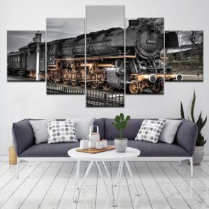 Nostalgia Antique Levels Train - Automative 5 Panel Canvas Art Wall Decor