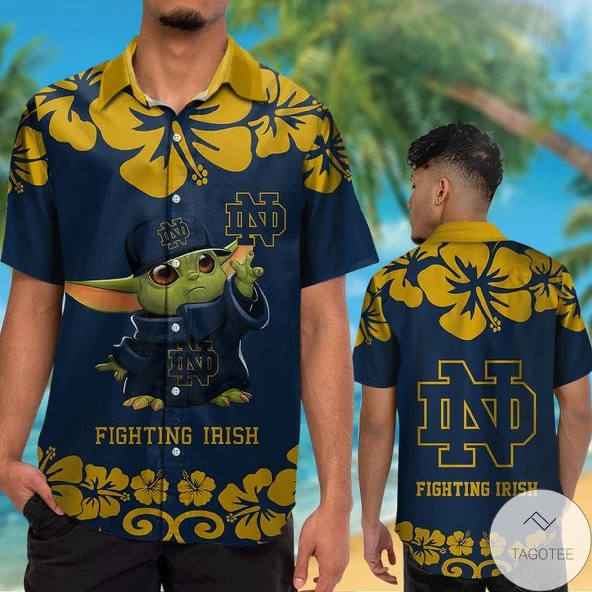 Notre Dame Fighting Irish Baby Yoda Hawaiian Shirt Notre Dame Fighting Irish Baby Yoda Hawaiian Shirt