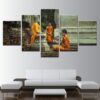 Novices Monk Vipassana Meditation Buddhism - Religion 5 Panel Canvas Art Wall Decor